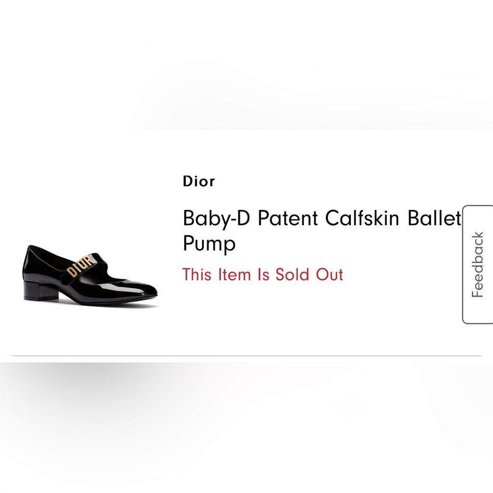 Dior Black Patent Calfskin Baby-D Ballet Pump with Gold Logo